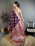Luxury Pashmina Silk Kashmiri Saree - Meenakari Zari Weave (Wine)