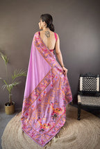 Luxury Pashmina Silk Kashmiri Saree - Meenakari Zari Weave (Purple)